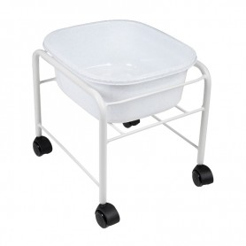 STRAIGHT PEDICURE TRAY WITH WHEELS WHITE