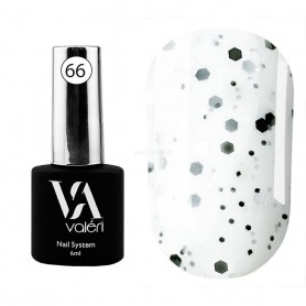 Valeri Base Dots №066 (белый с черно-белой крошкой и хлопьями), 6 мл