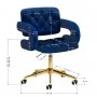 4 Rico QS-OF213G tamsiai mėlyna aksominė kėdė