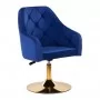 4Rico QS-BL14G cadeira giratória de veludo azul escuro